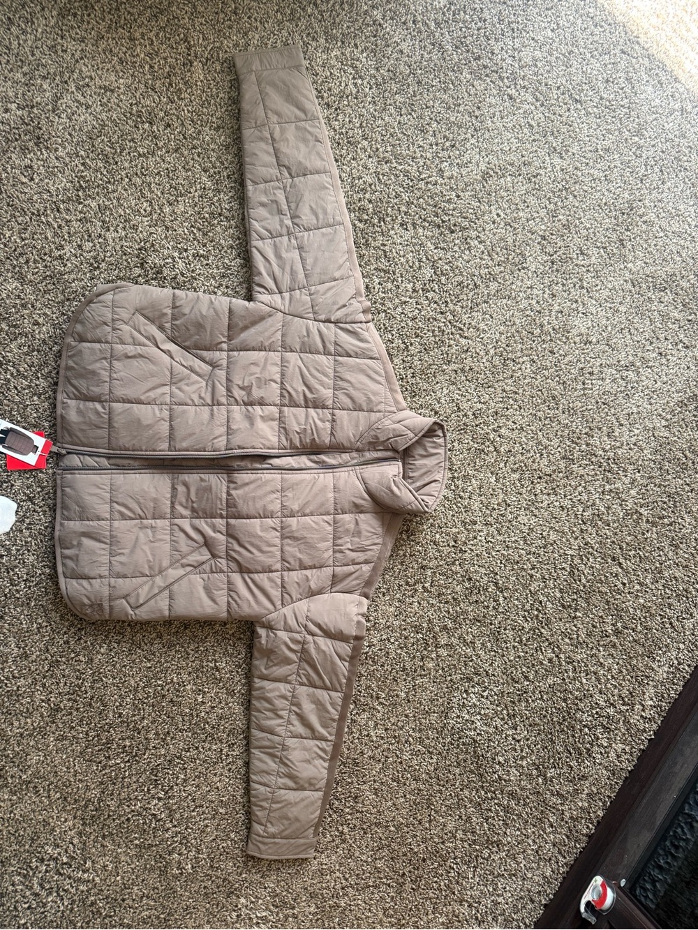 ROXY Quilted Puffer Jacket in Taupe